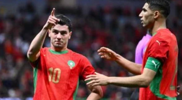 احتفال ابراهيم دياز لاعب المغرب أمام تنزانيا