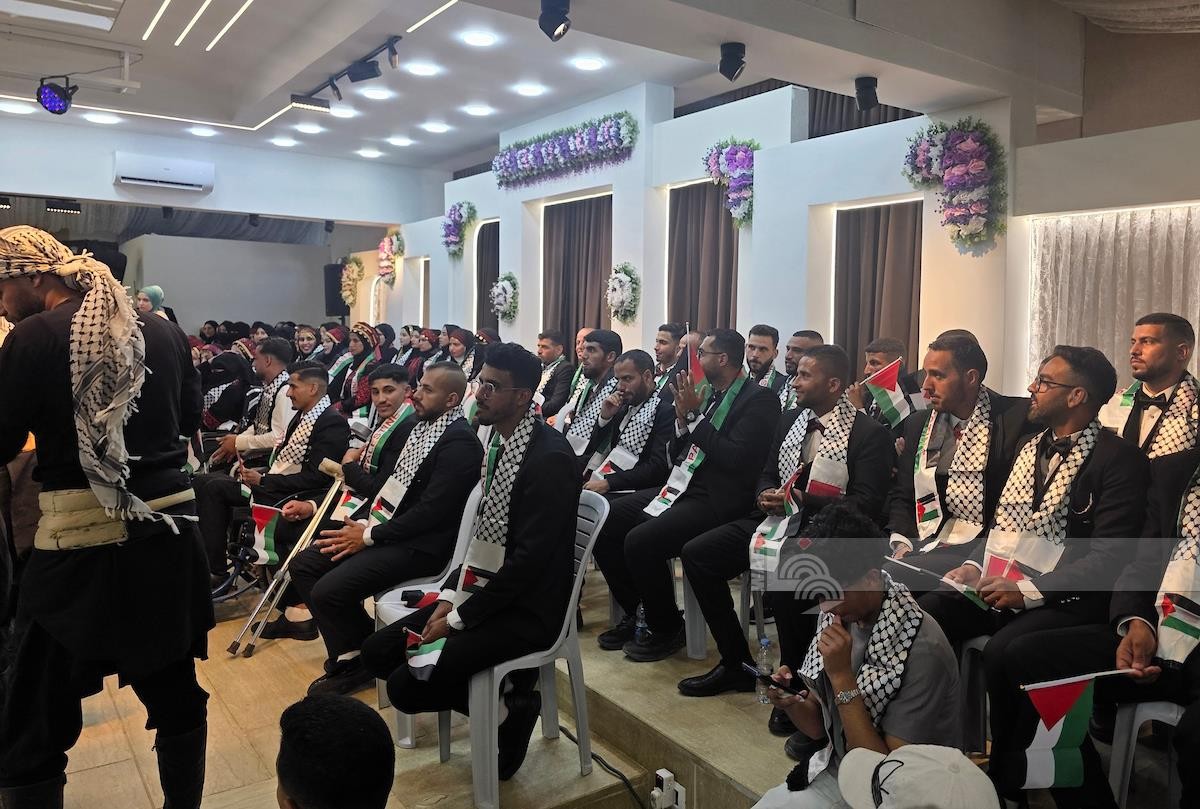 عائلة النجار تتحدى الإبادة بحفل زفاف جماعي ضم 62 عريسا وعروسا في خان يونس
