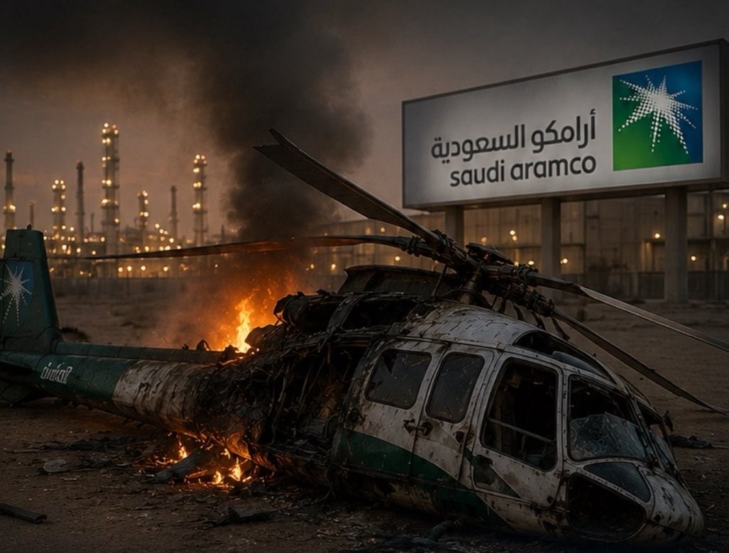 مصرع 14 سعوديا إثر سقوط طائرة مروحية تابعة لشركة أرامكو في رأس تنورة